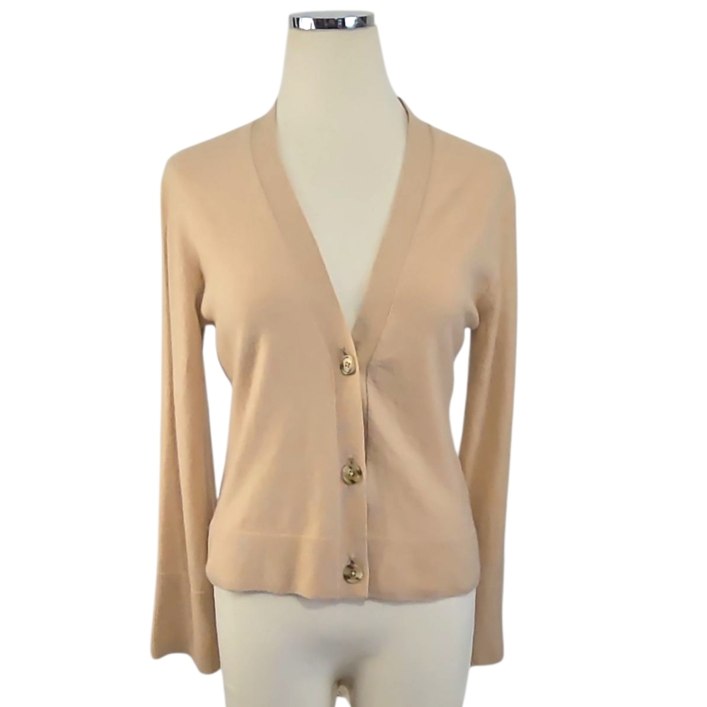 J Crew Featherweight Cashmere Cardigan Womens M Heather Almond Cinched Waist